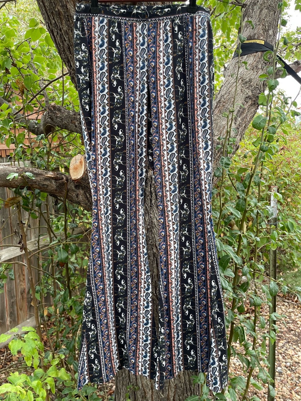 Juniors Boho Hippie Flare Pants - Size L